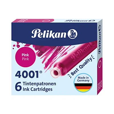 Imagen de Pelikan 321075A Juego de Cartuchos Tinta 4001 Para Plumas Estilográficas Tp6, Paquete 60 Unidades/10 Cajas 6 Cartuchos, Rosa