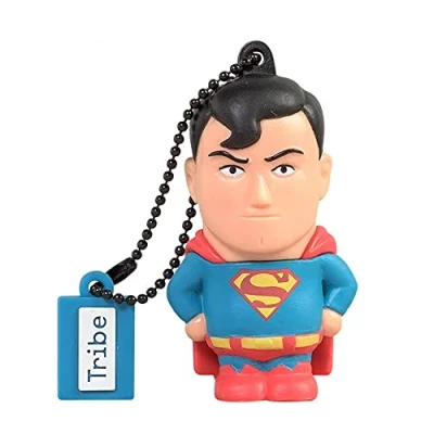 Imagen de Tribe Warner Bros DC Comics Superman Memoria USB 2.0 de 16 GB Pendrive Flash Drive Goma con Llavero, Multicolor