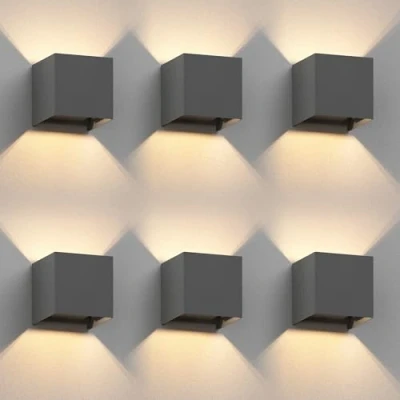 Imagen de ledscom.de 6 pzas. aplique CUBEL para exterior, IP65, luz ascendente/descendente, antracita mate, angular, 1x G9 máx. 10W