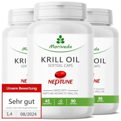 Imagen de Cápsulas de Aceite Krill 1000mg Neptune en suministro 45 días Omega 3 6 9 EPA DHA Antioxidantes Vitamina E Colina Fosfolípidos 3x 90 blandas