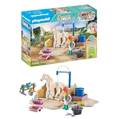 Imagen de PLAYMOBIL Horses of Waterfall 71354 Set de Limpieza con Isabella y Lioness, amplios Paseos Selfies Conjuntos, Divertidos Juegos rol imaginativos, Juguetes para niños a Partir 5 años