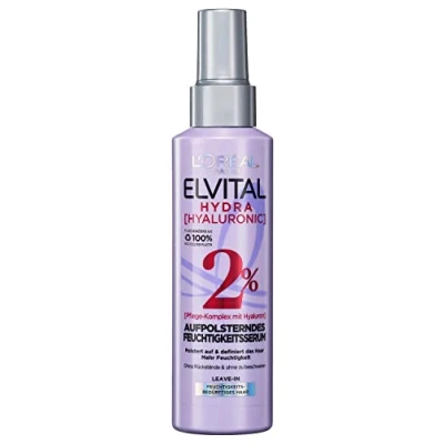 Imagen de L&#039;Oréal Paris Elvital Spray hidratante para cabello brillante, suero con ácido hialurónico un impulso hidratante, Hydra Hyaluronic, 150 ml