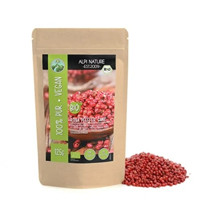 Imagen de pimienta rosa ecológica (125g), en grano, procedente de cultivo ecológico controlado, probada laboratorio, 100% pura y natural