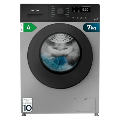 Imagen de Cecotec Lavadora 7Kg Bolero DressCode 7150 Inverter Steel A, Clase 1400 rpm, Función Steam Max, 12 programas, Drum Clean, DelayStart, KidLock, Display LED