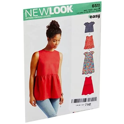 Imagen de Simplicity New Look patrón de la Mujer Tops con Longitud Variaciones Manga y Costura, Color Blanco