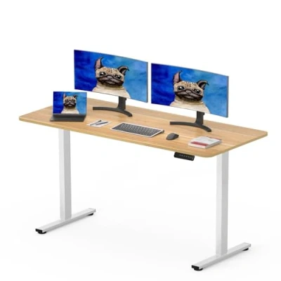 Imagen de SANODESK Escritorio Elevable Eléctrico 120 x 60 cm con Tablero Entero de Altura Ajustable 4 preajustes Memoria Panel Inteligente (Arce)