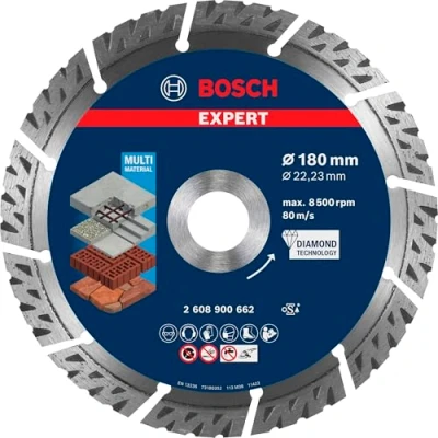 Imagen de Bosch Professional 1x Disco de corte diamante Expert MultiMaterial (para Hormigón, Ø 180 mm, accesorios Amoladora grande)