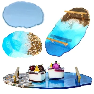 Imagen de Moldes Resina Epoxi，Moldes Silicona，Posavasos Silicona DIY, de Para Epoxi,Moldes Manualidades,Decoración Mesa,Bandeja Irregular DIY
