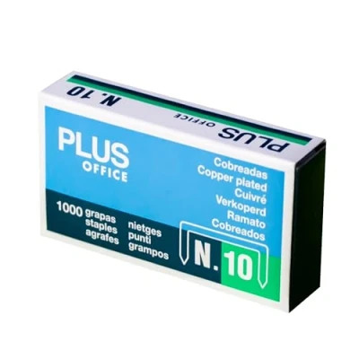 Imagen de Plus Office Grapas Cobreadas, Pack de para Oficina y Material Escolar, Resistentes, Compatibles con la Mayoría Grapadoras Manuales (nº10 1000u)
