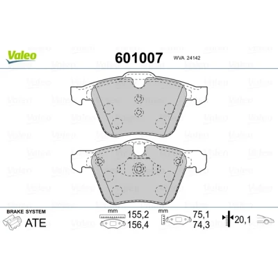 Imagen de VALEO 601007 Juego de pastillas freno Eje delantero excl. contacto avisador desgaste Chapa antichirridos FORD: S Max Mk1, MONDEO 4 Stufenheck