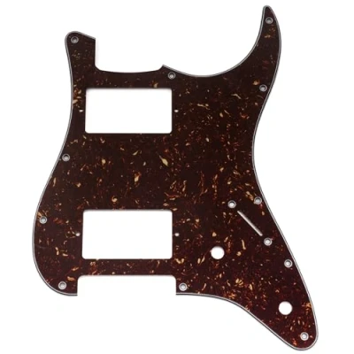 Imagen de Musiclily Pro 11 Agujeros Golpeador ST Guitarra HH Pickguard Con para 2 Humbucker Cubierto Potenciómetros Eléctrica tipo Fender Squier Strat, 4 capas Tortoise Shell