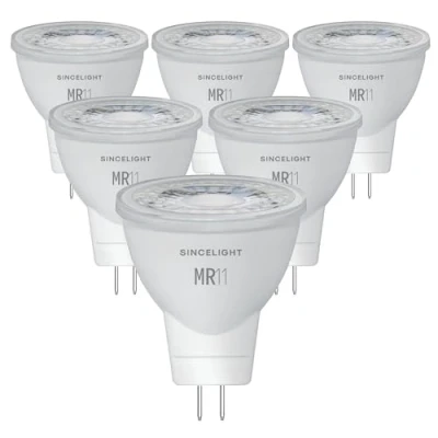 Imagen de SINCELIGHT 12V MR11(con base GU4) Bombilla LED con reflector pequeño de Ø35mm, 3 vatios, 280 lúmenes, 4000K (Blanco Natural), alta Índice reproducción cromática (IRC) RA≈92, paquete 6