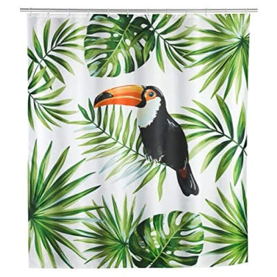 Imagen de WENKO cortina de ducha Tucan lavable, con 12 anillos para Multicolor