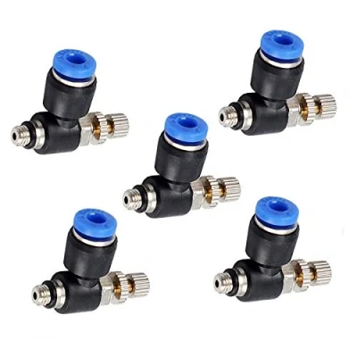 Imagen de SL6 01 válvula de acelerador regulador flujo aire neumática, control velocidad, tubo manguera agua, conector rápido (paquete 5)