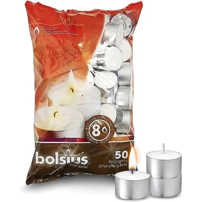 Imagen de Bolsius Velas, Cera parafina, Color blanco, de 8 Horas, 7x18x32 cm, Paquete 50