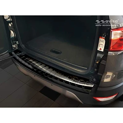 Imagen de Avisa Protector del Parachoques Trasero Inoxidable Negro Compatible con Ford Ecosport II Facelift 2017 Incl. ST Line &#039;Ribs&#039;