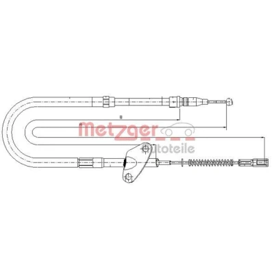 Imagen de METZGER 10.9872 Cable de Freno Mano Atrás izquierda 1845/1028 Tambor COFLE MERCEDES BENZ: T1 Camión plataforma/Chasis