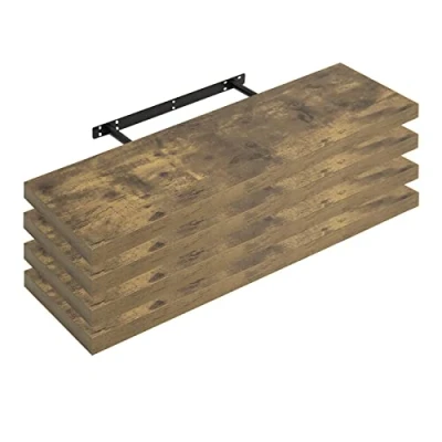 Imagen de WOLTU Estanteria Pared, Estante Flotante, Juego de 4 Pared Madera MDF, para salón, Cocina, Pasillo RG9317hov