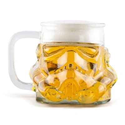 Imagen de Vaso de cerveza original con casco Stormtrooper, transparente, tamaño 1 pinta (600 ml), regalo cumpleaños perfecto para hombres, coleccionistas ¡ThumbsUp!
