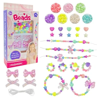 Imagen de Yeefunjoy Abalorios Hacer Pulseras, Kit para Pulseras Collares fabricación Joyas niñas, Juguetes Niños Manualidades Regalo Cumpleaños Navidad Niñas de 4 9 Años