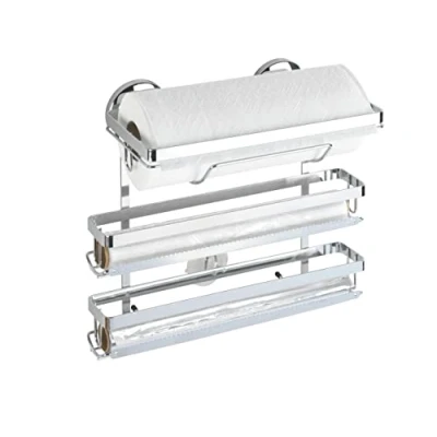 Imagen de WENKO Magic Loc portarrollos de cocina Trio fijar sin taladrar Cromo brillante