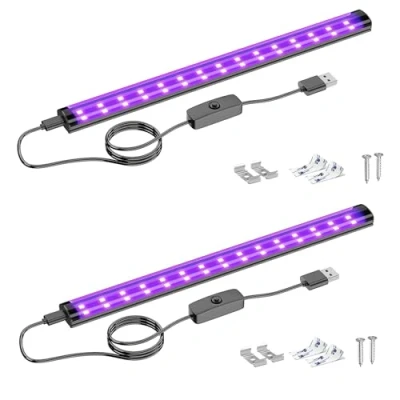 Imagen de Onforu 10W tubo de luz negra, USB 28cm lámpara, 385 400nm UV, negra LED UV bar para discoteca, club, fiesta resplandor, accesorios fiesta, decoración Halloween,2pcs