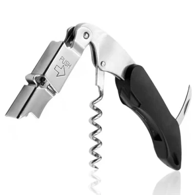 Imagen de Allpeak Sacacorchos Camarero Abridor de vino 3 en 1 Botellas y Cuchilla corta Cápsulas Abrebotellas Acero Inoxidable Sacacorchos(Negro Intenso)