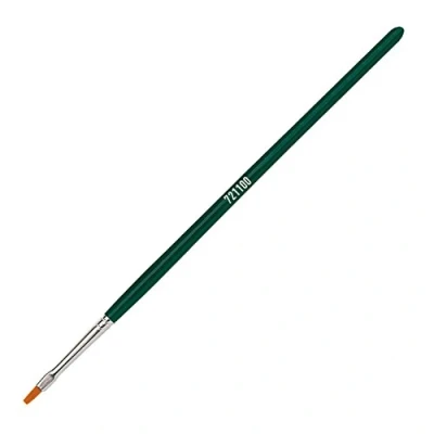 Imagen de KREUL 721100 Pincel Universal Basic Synthetics, para Arte, Hobby, Uso Escolar y Profesional, Recortado con Pelo Fino de Nylon, Plano, tamaño 0, Color Green, 0 (721100)