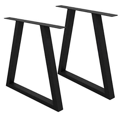Imagen de ECD Germany 2X Conjunto de Patas Mesa Industriales Negro Pies Escritorio Banqueta Modernos Estables 60 x 72 cm Marco Protección Soportes Perfiles Acero Suelo para Cocina Oficina Comedor