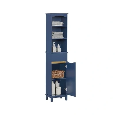 Imagen de SoBuy BZR112 B Armario Alto para Baño Columna de Estanterías con 3 Estantes 1 Puerta y Cajón 35 x 30 170 cm ES