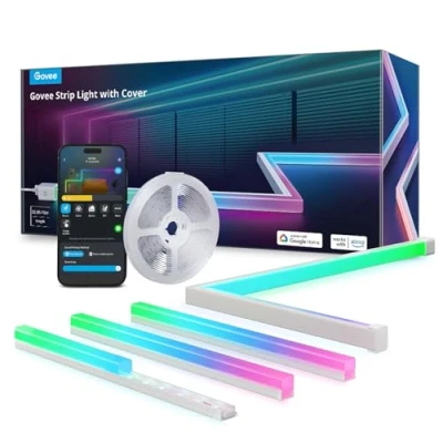 Imagen de Govee Tiras de LED RGBIC 10M con Cubiertas, Luces Inteligentes Funcionan Alexa y Asistente Google, Canal Difusor para Dormitorio, Zócalo, Estudio, Gabinete