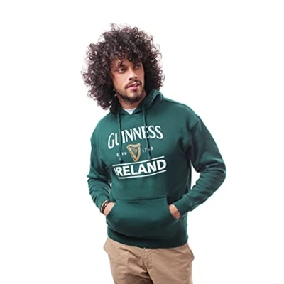 Imagen de Sudadera Verde Guinness Ireland con logotipo del arpa y capucha (unisex), S,