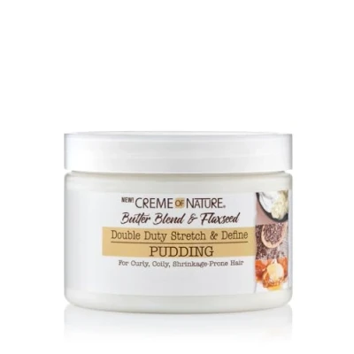 Imagen de Creme of Nature, Butter Blend &amp; Flaxseed, Crema para peinar, da elasticidad y definición a los rizos, hidrata, no pegajoso, graso, cuidado del cabello rizado encrespado, sin aclarado, 326ml