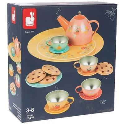 Imagen de Janod Juego de Té Metálico 15 Piezas Juguete Imitación Cocina A partir 8 Años, J06596