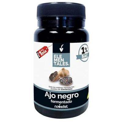 Imagen de Novadiet ELEMENTALES Ajo Negro FERMENTADO Cápsulas con Complemento Alimenticio Para la Salud Cardiovascular y Controlar Niveles de Glucosa 30 Vegetales