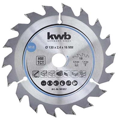 Imagen de kwb 581857 Hoja de sierra circular para madera y dura, Cleancut, 130 x 16 mm