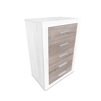Imagen de Mattfy Sinfonier con 5 Cajones, Cómoda, Modelo Victoria, Práctico y Funcional, Madera, Andersen Pino Gris, 60 cm (Ancho) x 107 (Alto) 39.5 (Fondo)
