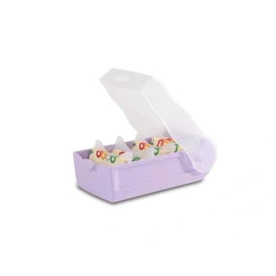 Imagen de HAN Croco 998 887 Caja para tarjetas de aprendizaje con 5 compartimentos, DIN A8, 500 tarjetas, 887, translúcido/lila pastel
