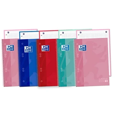 Imagen de Oxford 400053289 Cuaderno microperforado, 80 hojas, A5, multicolor