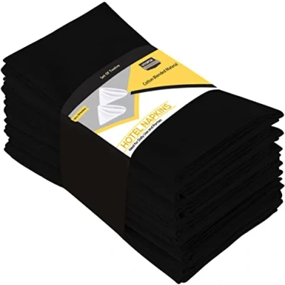Imagen de Utopia Kitchen Servilletas de Tela [12 Paquetes, Negro] 50x50 cm Mezcla Algodón Lavable y Reutilizable Mesa para Hotel, Comida, Restaurante, Bodas, Eventos Fiestas