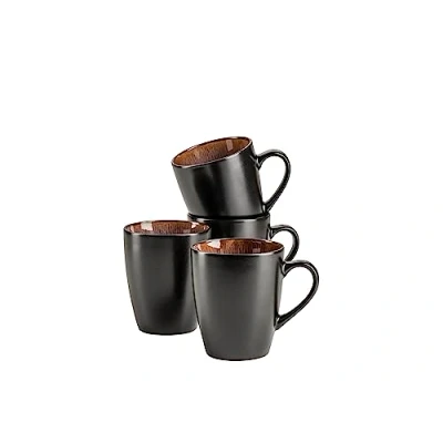 Imagen de MÄSER 935133 Serie Teona Juego de 4 tazas café con esmalte reactivo verde marrón, grandes cerámica en forma moderna y discreta, gres, 340
