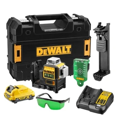 Imagen de DEWALT DCE089D1G QW Láser Autonivelante de 3 Líneas 360º, Haz Verde, Alcance 35m sin Receptor y 50m con Receptor, Incluye Batería Litio XR 2Ah