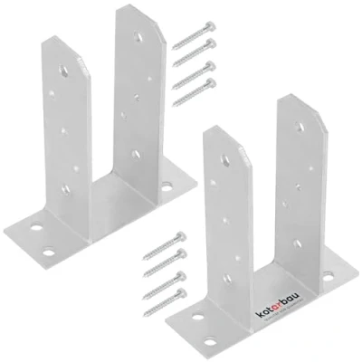 Imagen de KOTARBAU® 2 soportes para postes de 70 mm TT galvanizados en caliente acero galvanizado atornillar, anclaje hormigón postes, madera, valla,