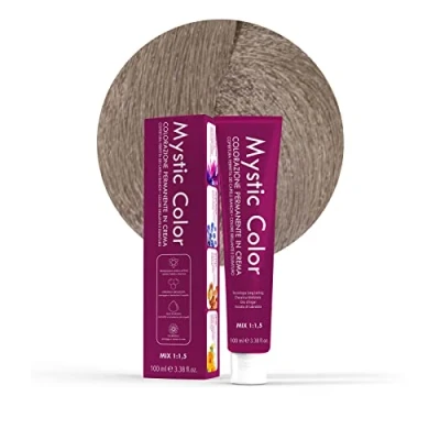 Imagen de Mystic Color, Tinte para el Cabello, Fórmula Enriquecida con Aceite de Argán y Caléndula, Coloración Permanente en Crema Larga Duración, Rubio Ceniza Muy Claro 9.1, 100 ml
