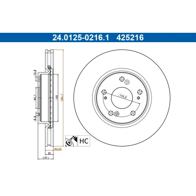 Imagen de ATE 24.0125 0216.1 Disco de freno 292,7 25,0 5 114,3 ventilado revestido aleado/alt. carburado HONDA: CIVIC 10, 10 Stufenheck