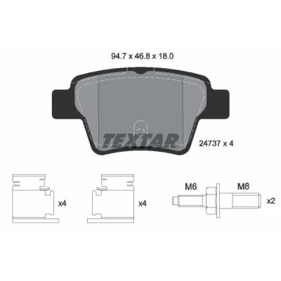 Imagen de TEXTAR 2473701 Juego de pastillas freno no preparado para indicador desgaste con tornillos pinza accesorios PEUGEOT: 207 Hatchback