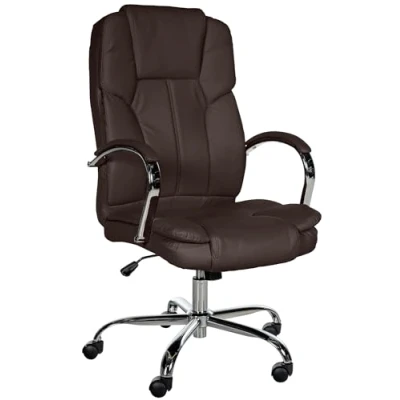 Imagen de CLP Silla de Oficina Big Xanthos en Polipiel I Ergonómica XXL Regulable Altura, con Ruedas &amp; Reposabrazos, Color:marrón