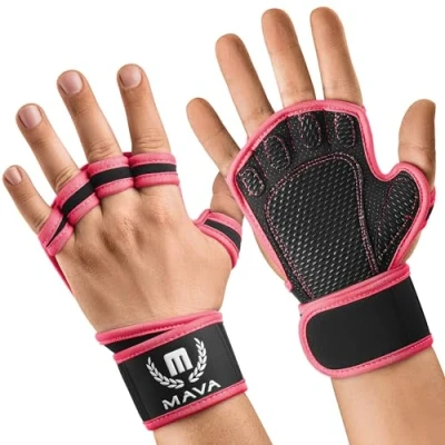 Imagen de Guantes Abiertos MAVA para Gimnasio; Gimnasio Hombre y Mujer, Acolchados Antideslizantes con Soporte de Muñeca; Entrenamiento