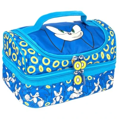 Imagen de SONIC THE HEDGEHOG Bolsa de almuerzo con múltiples compartimentos para niños, aislamiento térmico dos pisos, niños