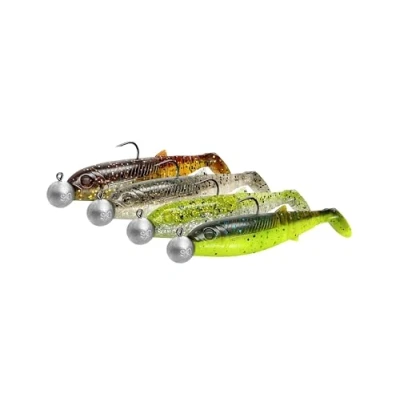 Imagen de Savage Gear Cannibal Shad Mix Señuelos para Perca, Lucio, lucioperca, Trucha, Siluro Kit Pescadores de Agua Dulce y Salada UV Active, con Aroma Que atrae a los Peces Clear Water 10 cm